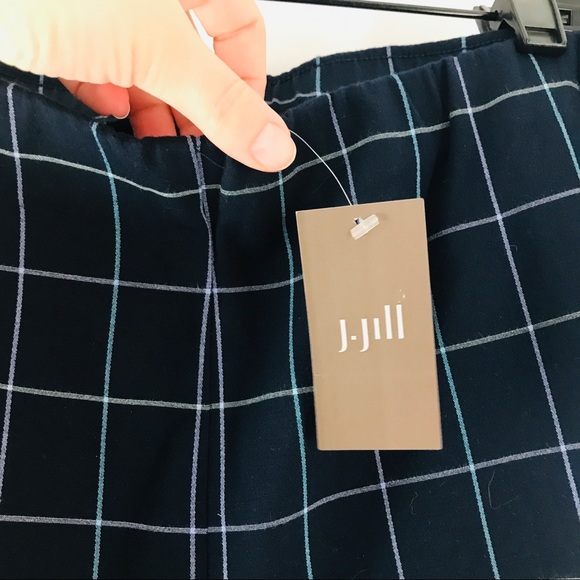 NWT J. Jill Essential Cotton Stretch Navy Plaid - Picture 5 of 10
